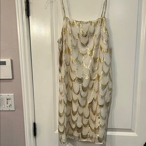 Storia Gold and Cream Sequin Dress
